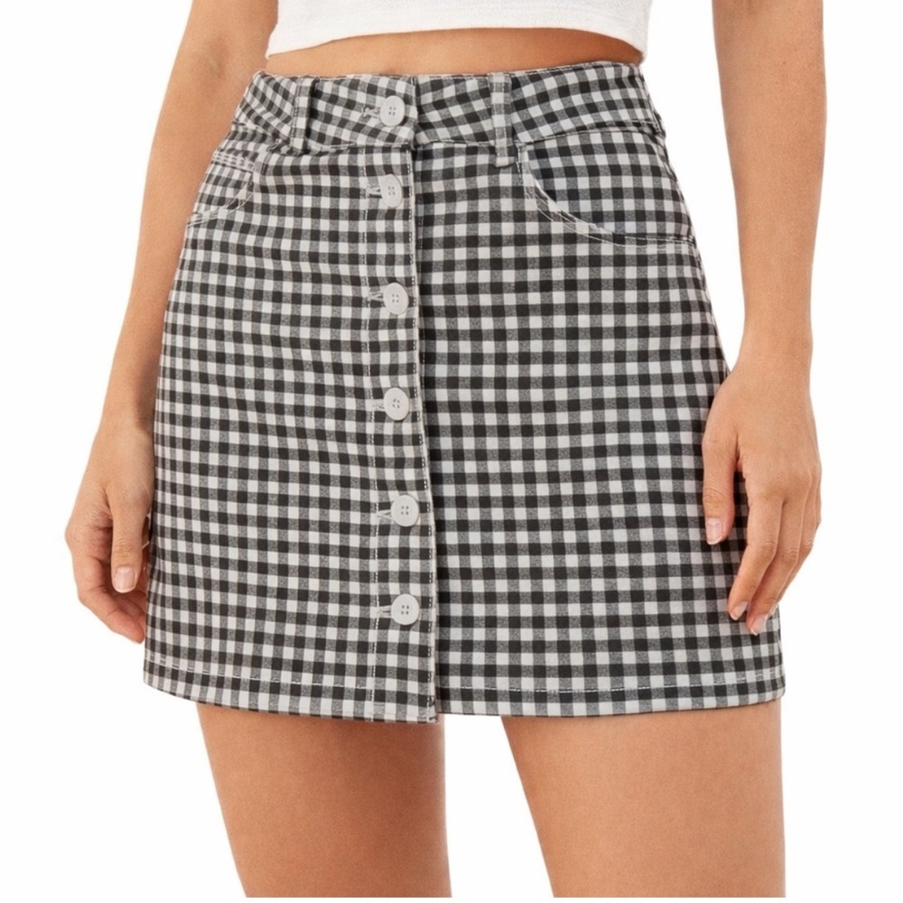 Reformation Black and White Gingham Mini Skirt
